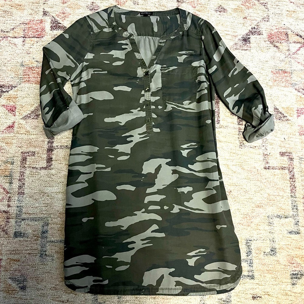 Express Camo Shirt Dress - Small